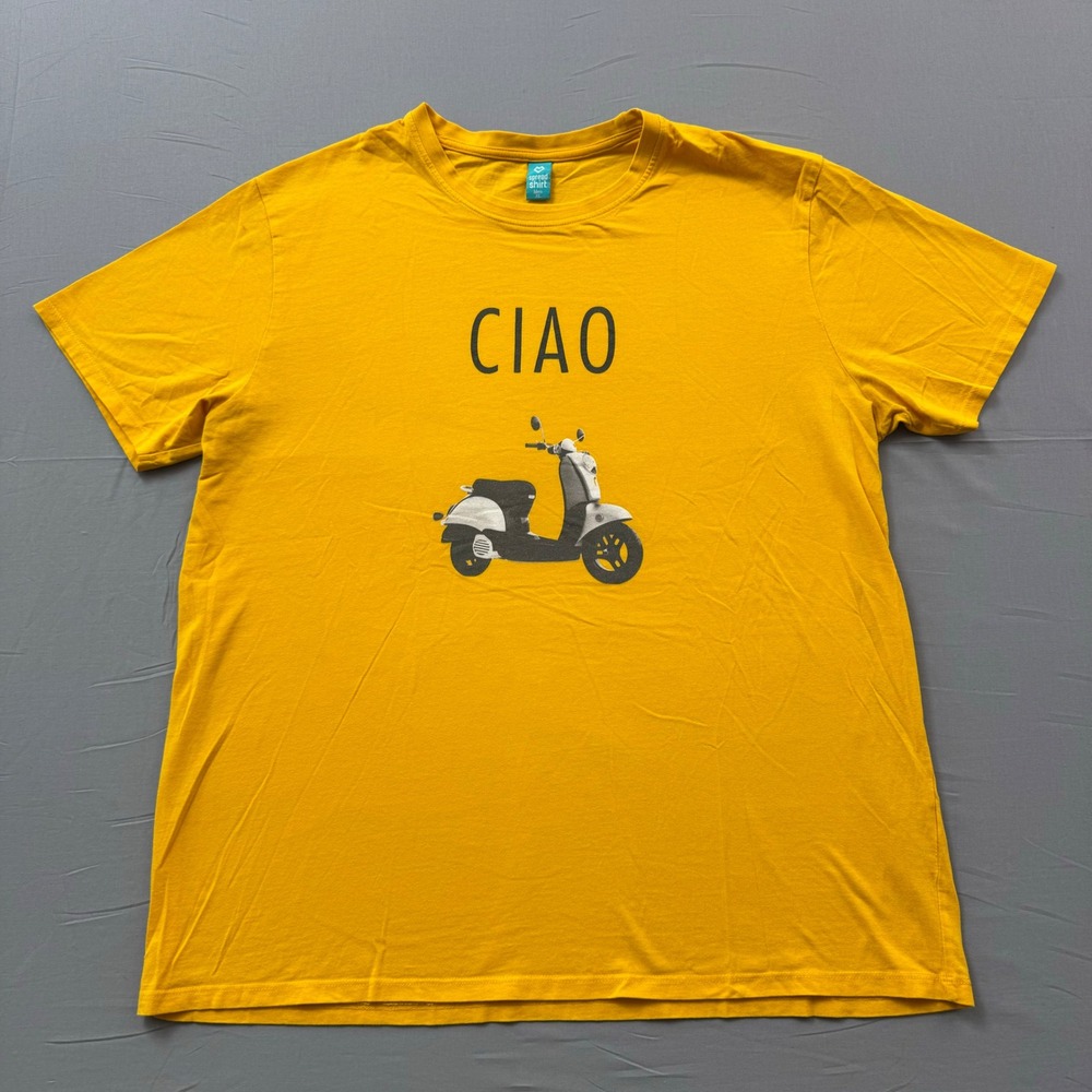 Spreadshirt Ciao Scooter Graphic‎ T-Shirt Mens XL Yellow EF College Break Tee